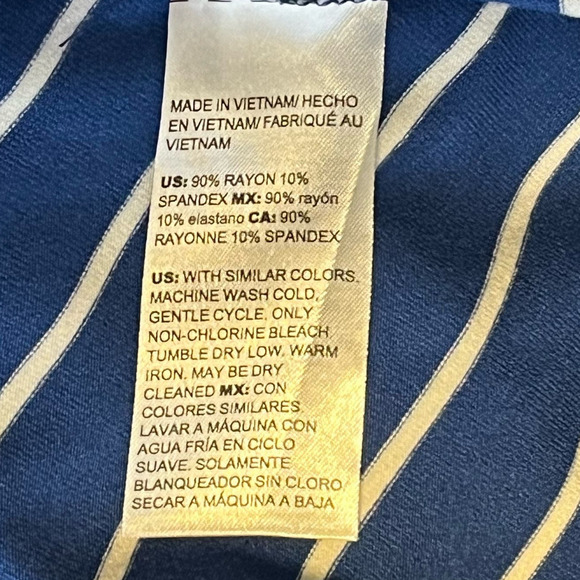 Chico's Spliced Striped A Line Blue Short Sleeve Dress New Size 12-14 - Picture 4 of 15